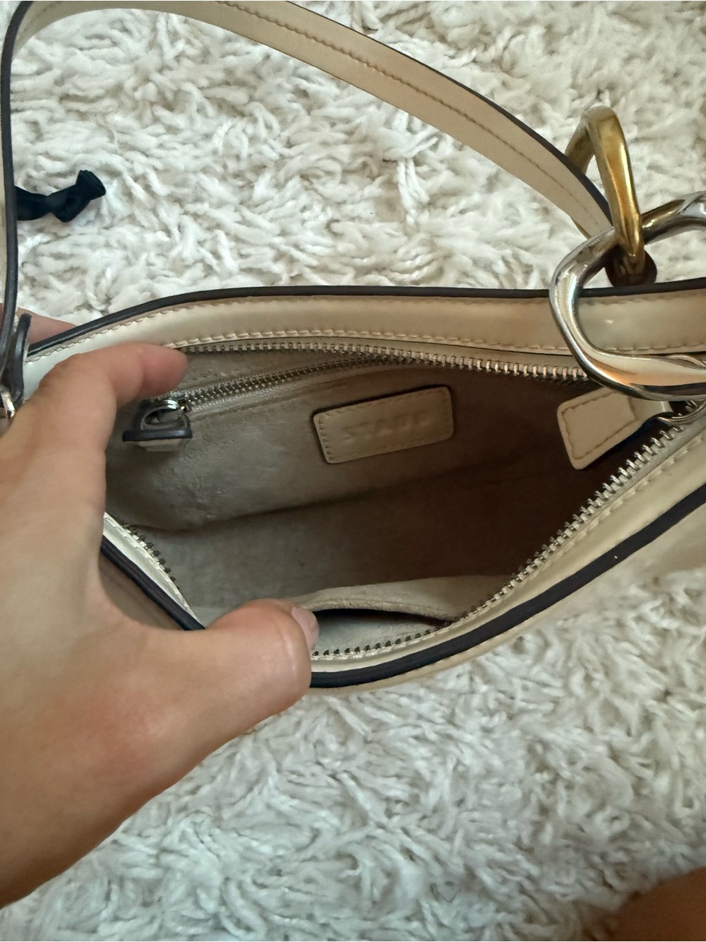 Staud Ollie Cream Shoulder Bag with Gold & Silver Hardware - Picture 10 of 10